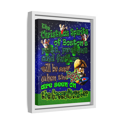 christmas spirits of boston - framed canvas art ('snoops' background)