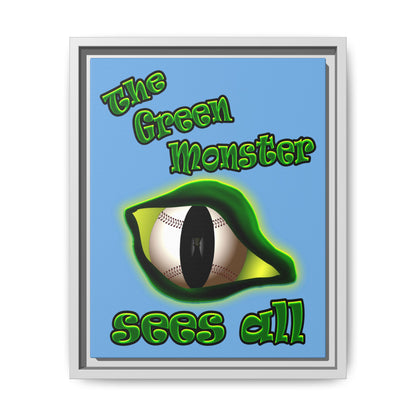 green monster - framed canvas art (light blue)