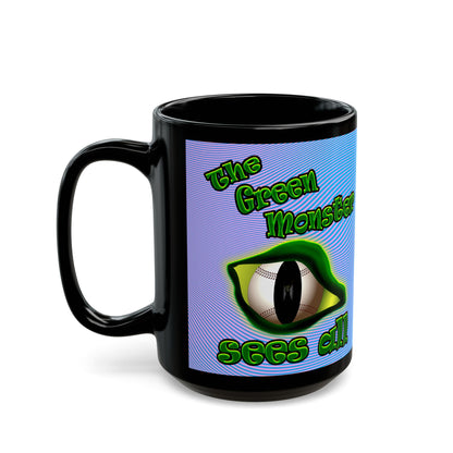 green monster - Black Mug (light blue-purple wave)
