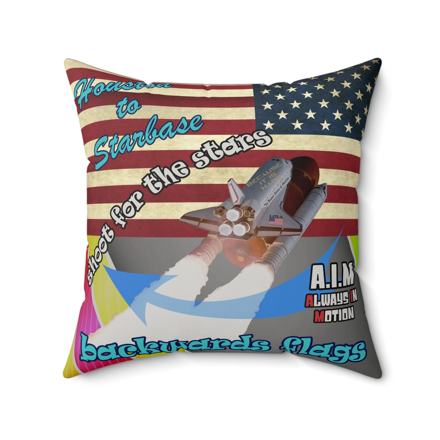 shoot for the stars - Faux Suede Square Pillow - (rainbow split)