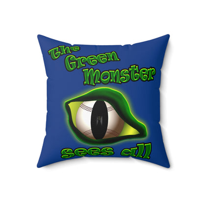 green monster - Spun Polyester Square Pillow - (dark blue)