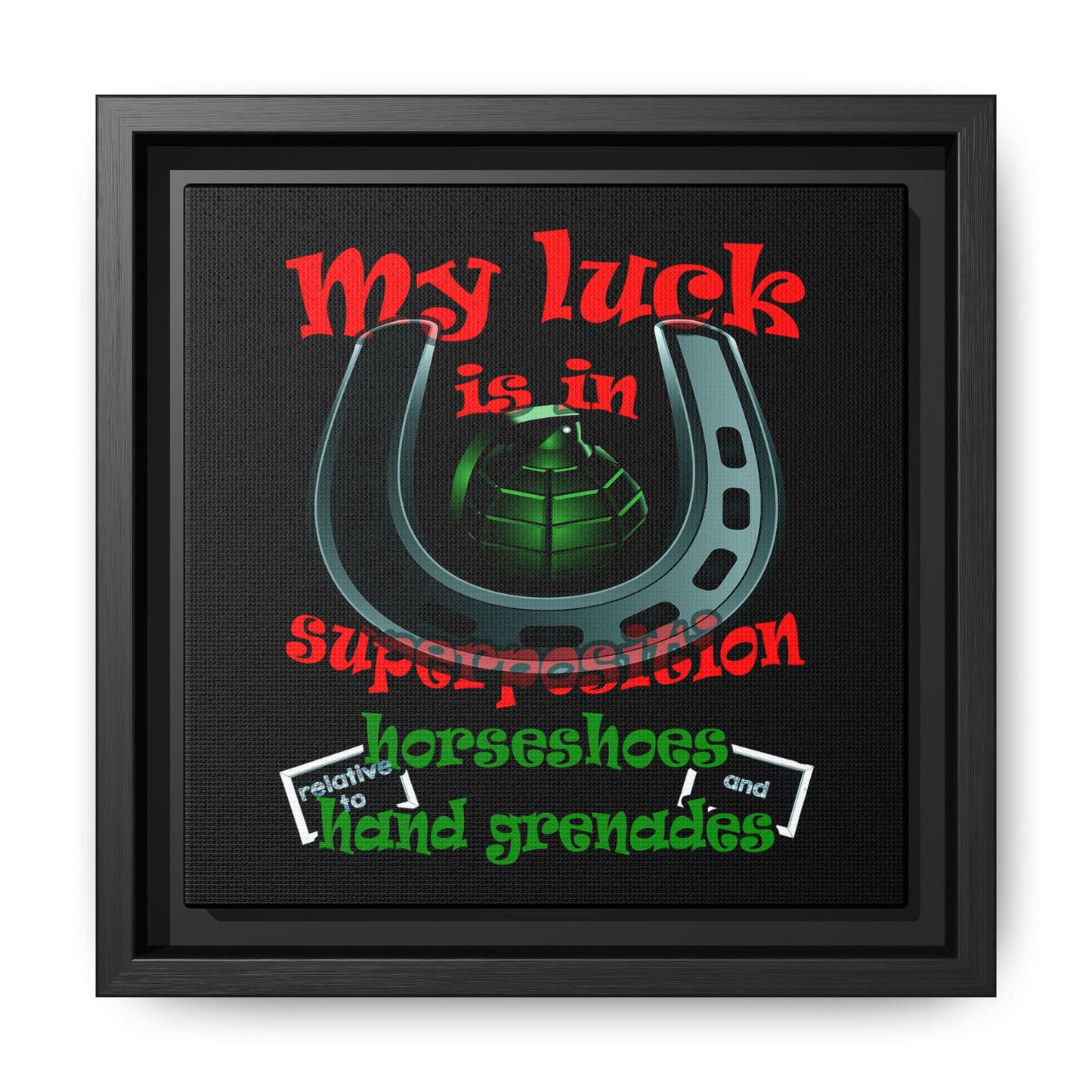 my luck - framed canvas art (black)