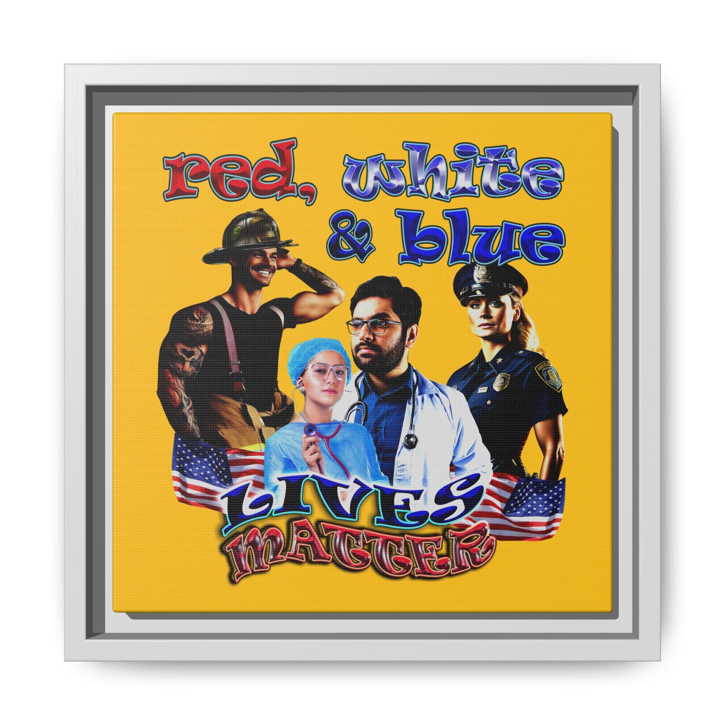 rw&b lives matter - framed canvas art (yellow)