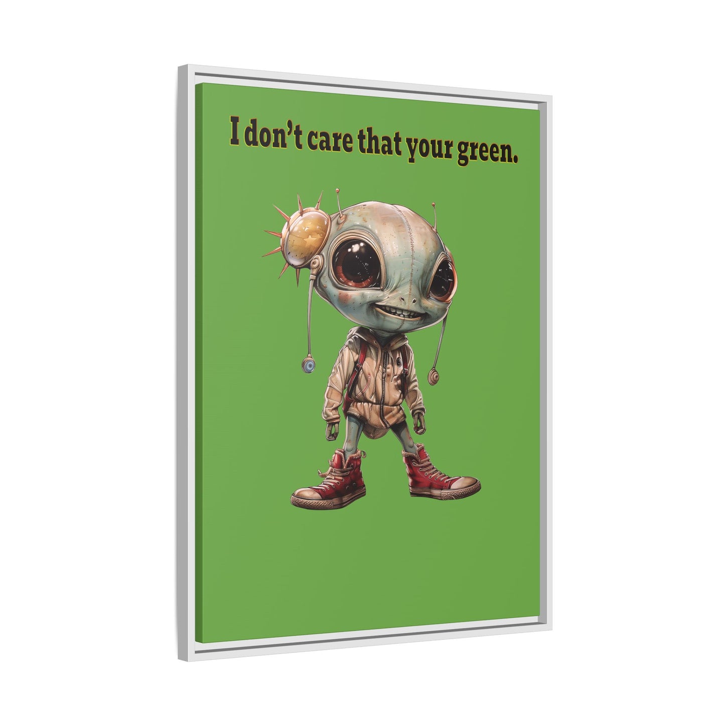 I don't care that your green - framed canvas art (green)