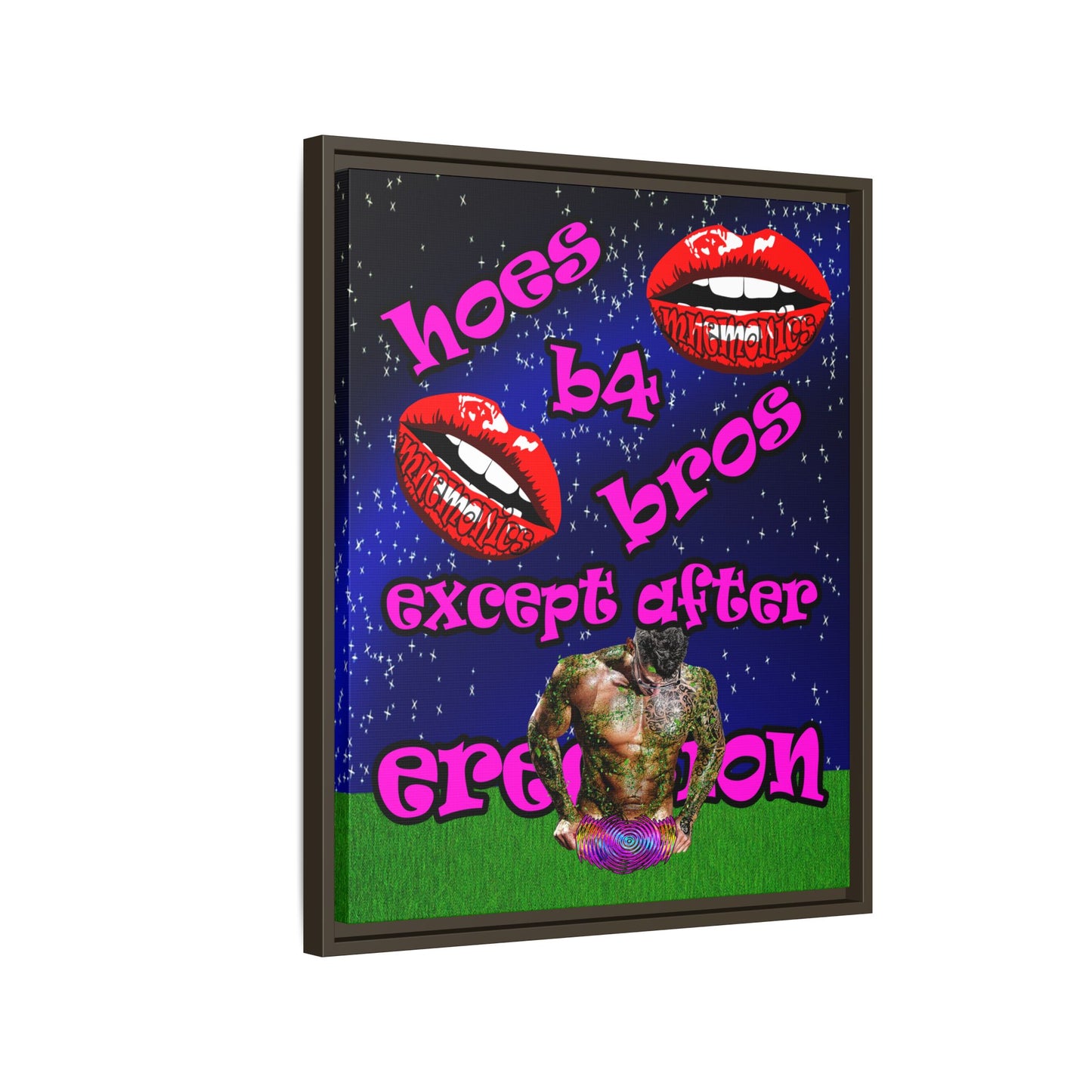 hoes b4 bros - framed canvas art ('snoops' background)