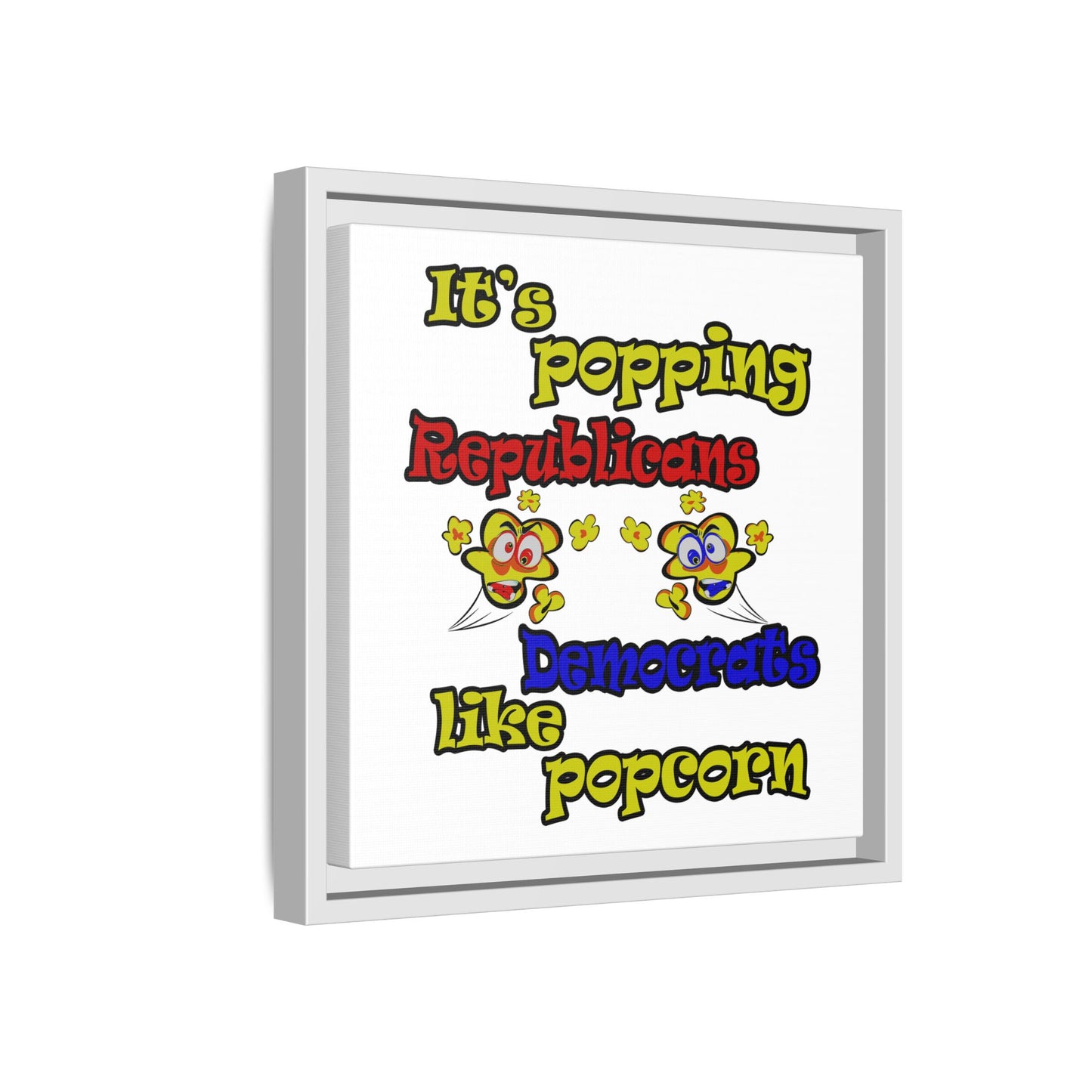 popping like popcorn - framed canvas art (white)