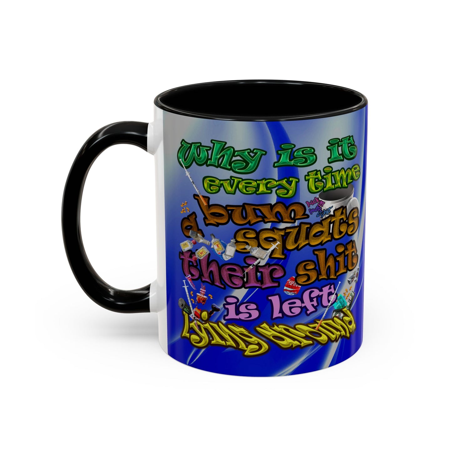 the bum's shit - Accent Mug (blue-white wave)