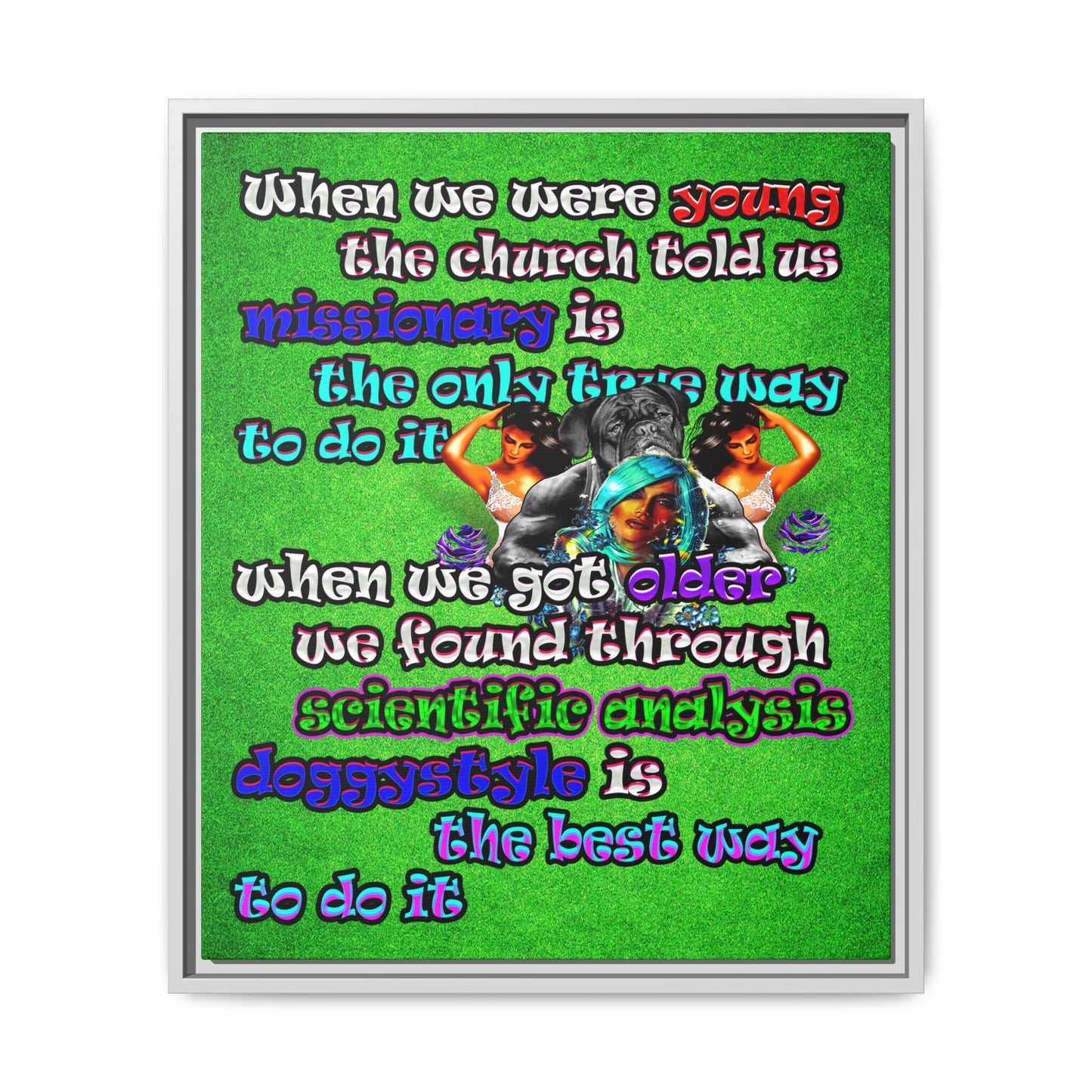 doggystyle - framed canvas art (green turf)