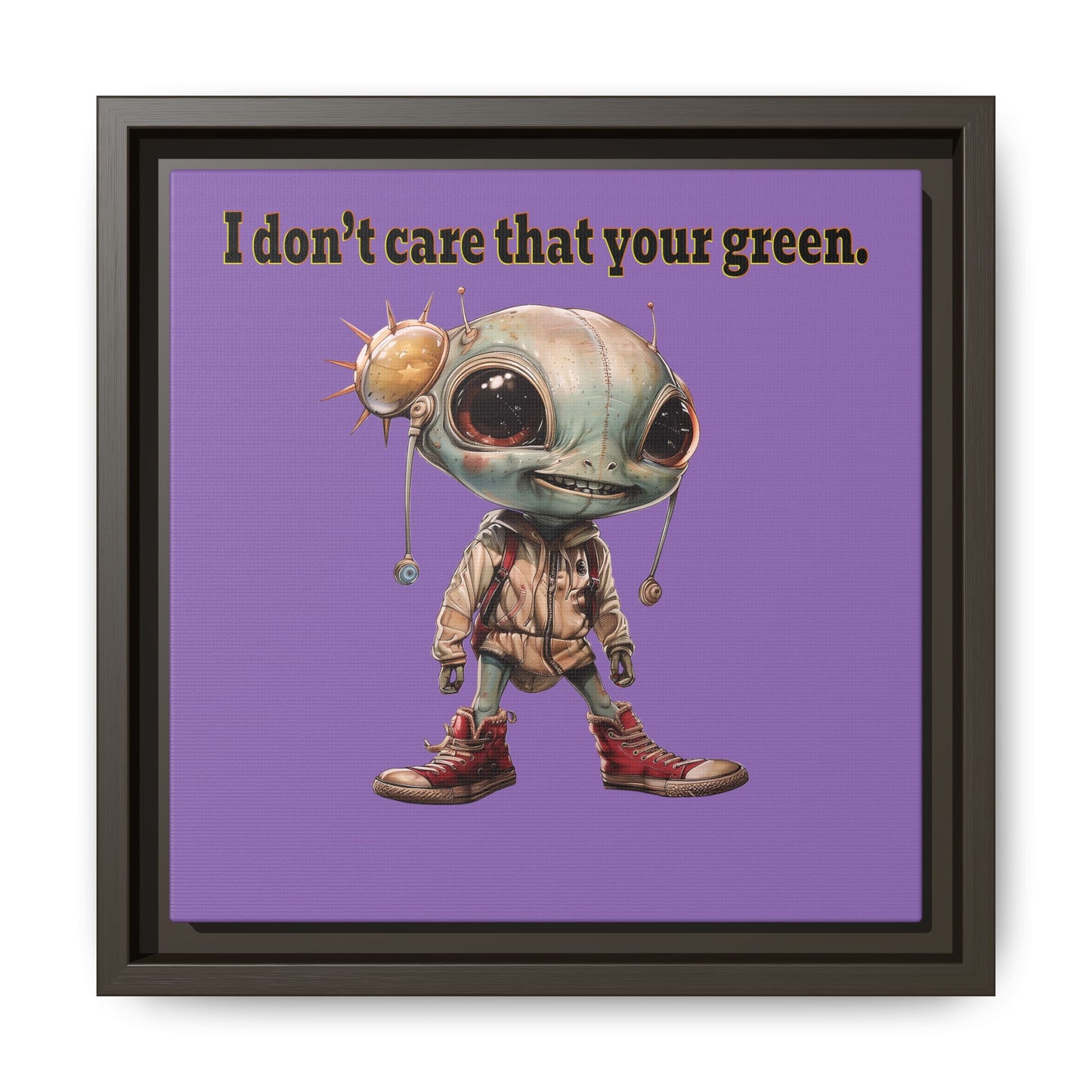 I don't care that your green - framed canvas art (light purple)
