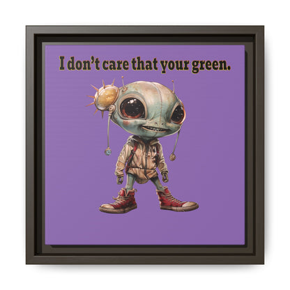 I don't care that your green - framed canvas art (light purple)