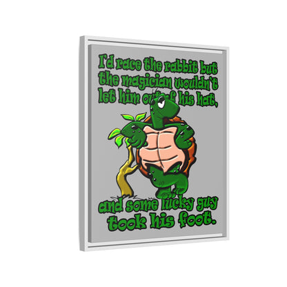 turtle race - framed canvas art (light grey)