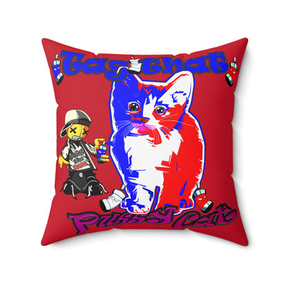 tag that - Spun Polyester Square Pillow - (dark red)