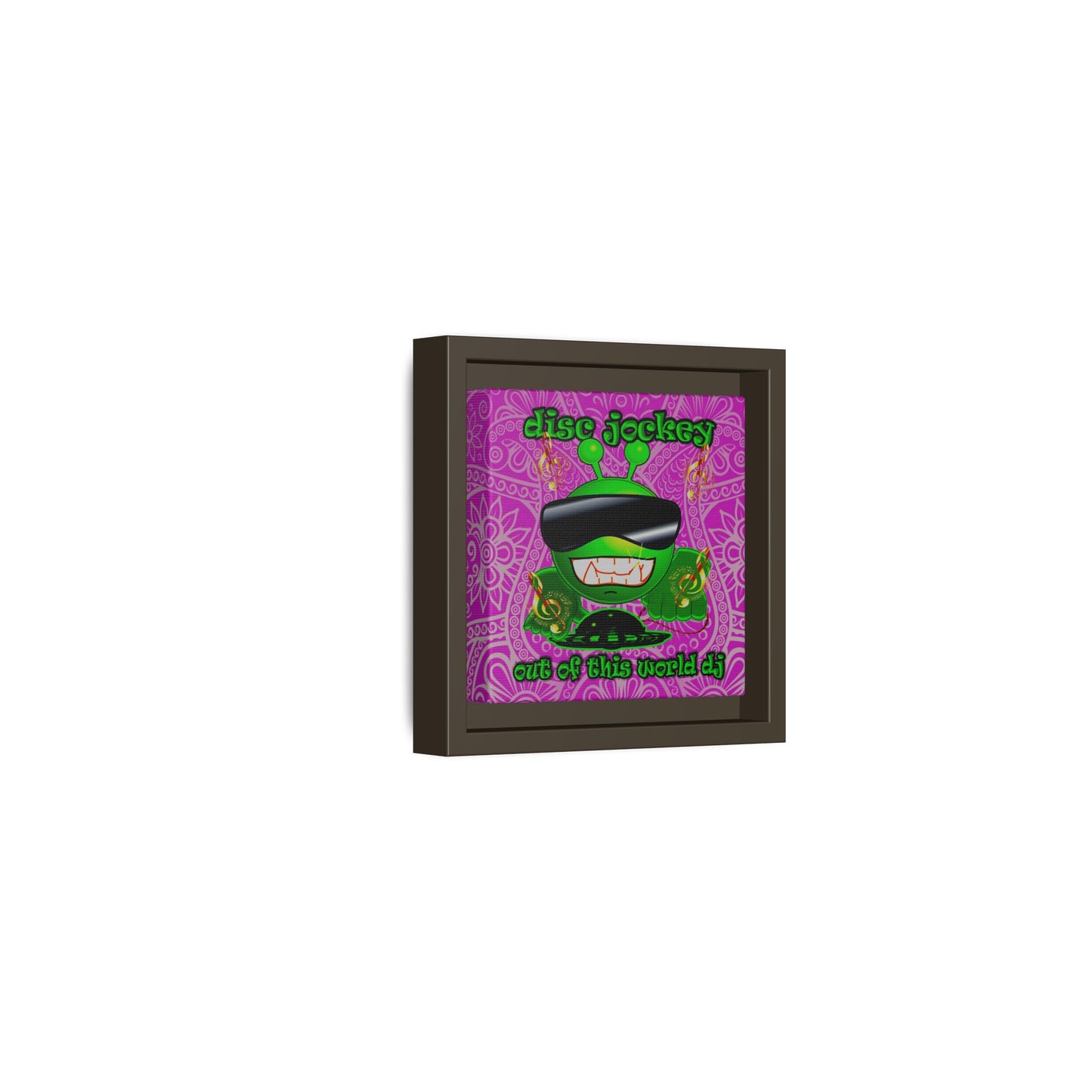 disc jockey - framed canvas art (pink swirl)