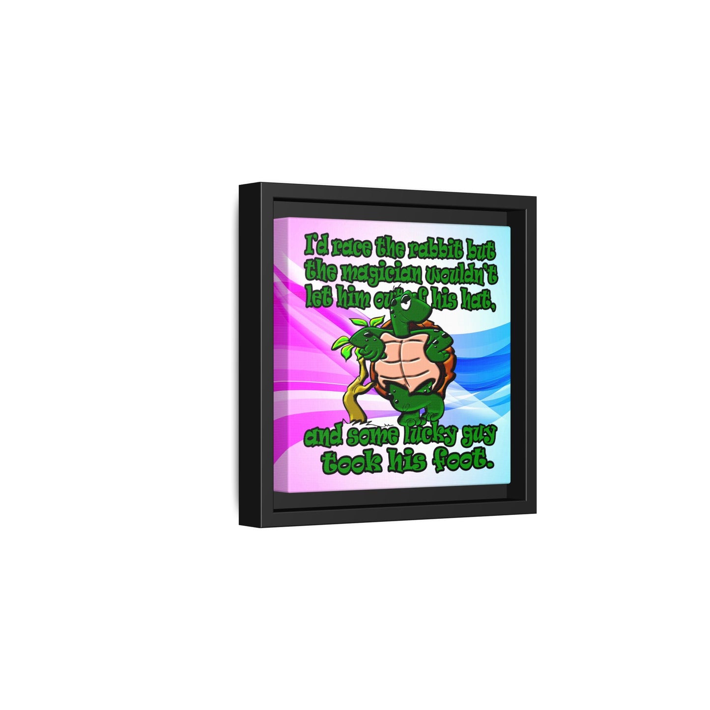 turtle race - framed canvas art (light blue-pink wave)
