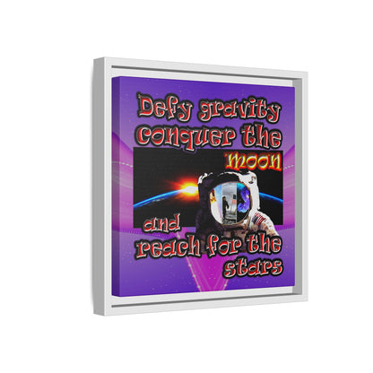 defy conquer reach - framed canvas art (purple-pink wave)