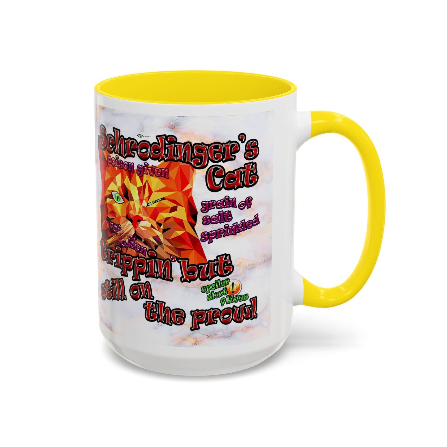 schrodinger's cat - Accent Mug (white marble)