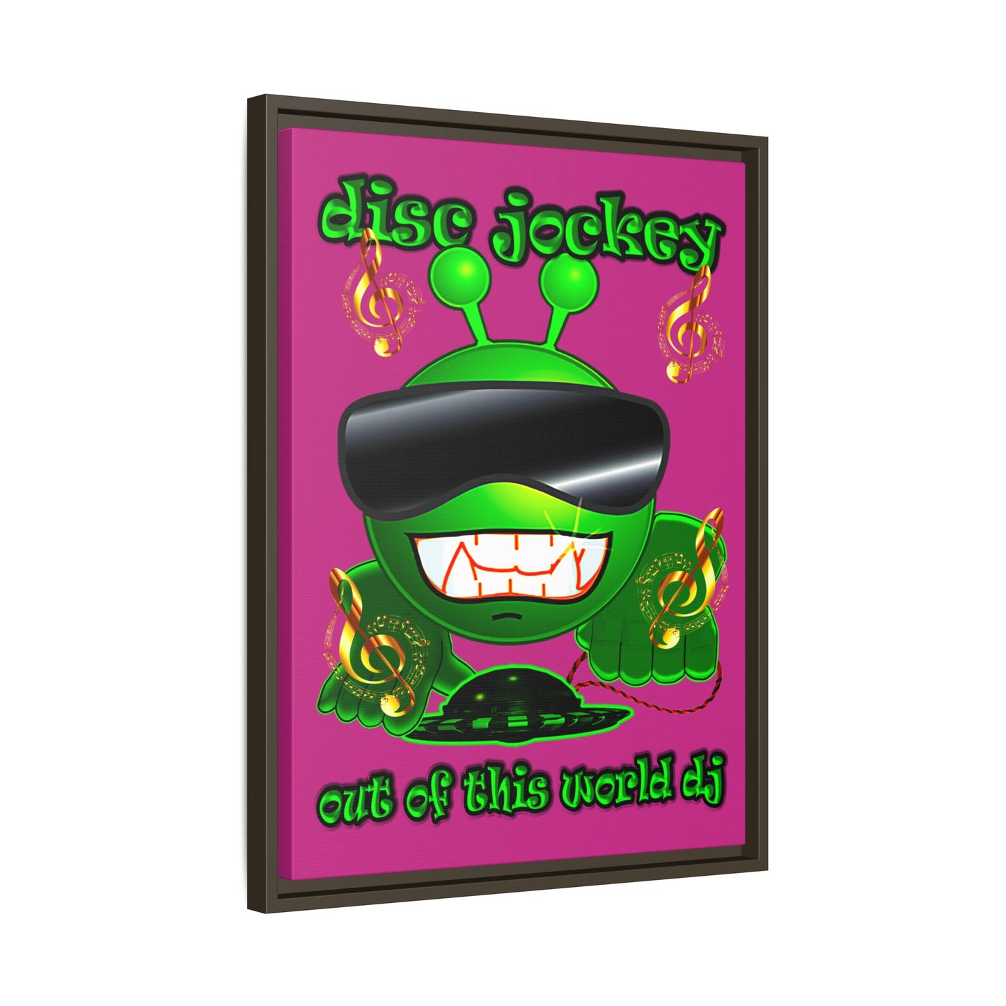 disc jockey - framed canvas art (pink)