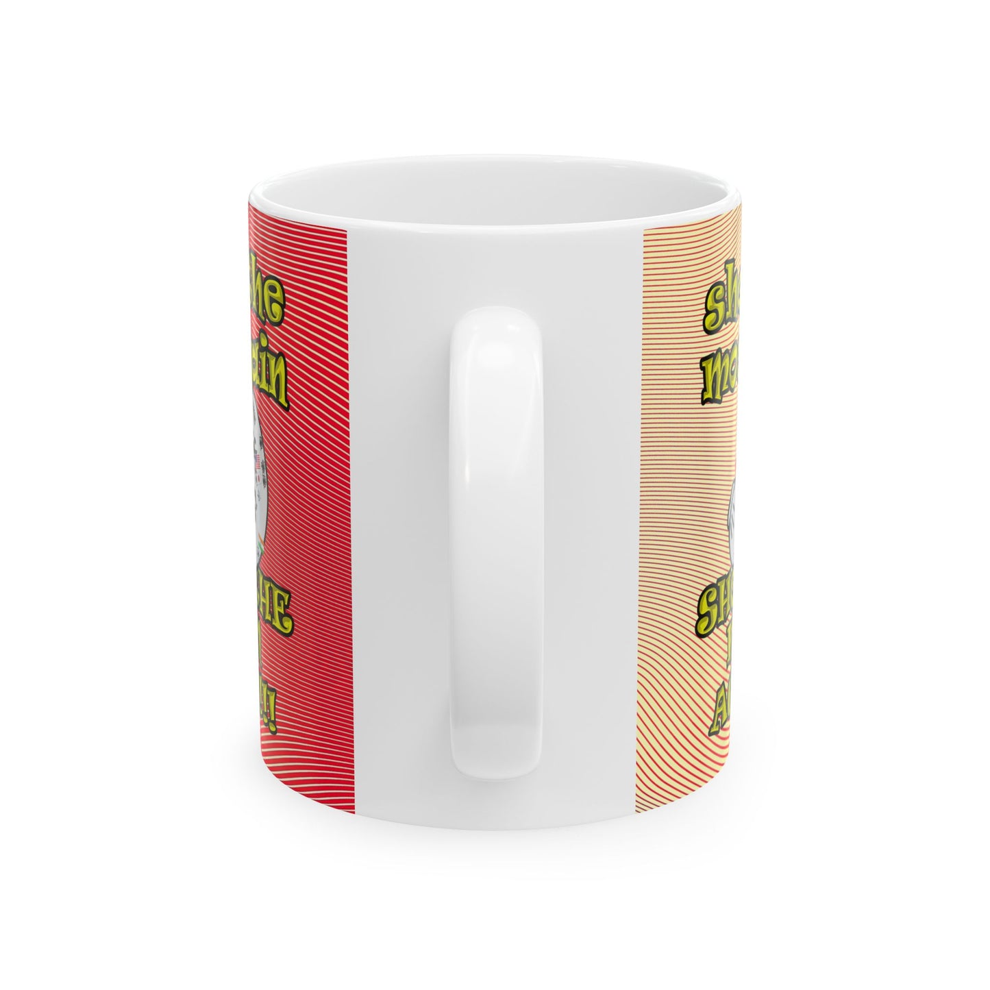 shoot the moon again - White Mug (yellow-orange wave)