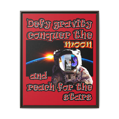 defy conquer reach - framed canvas art (dark red)