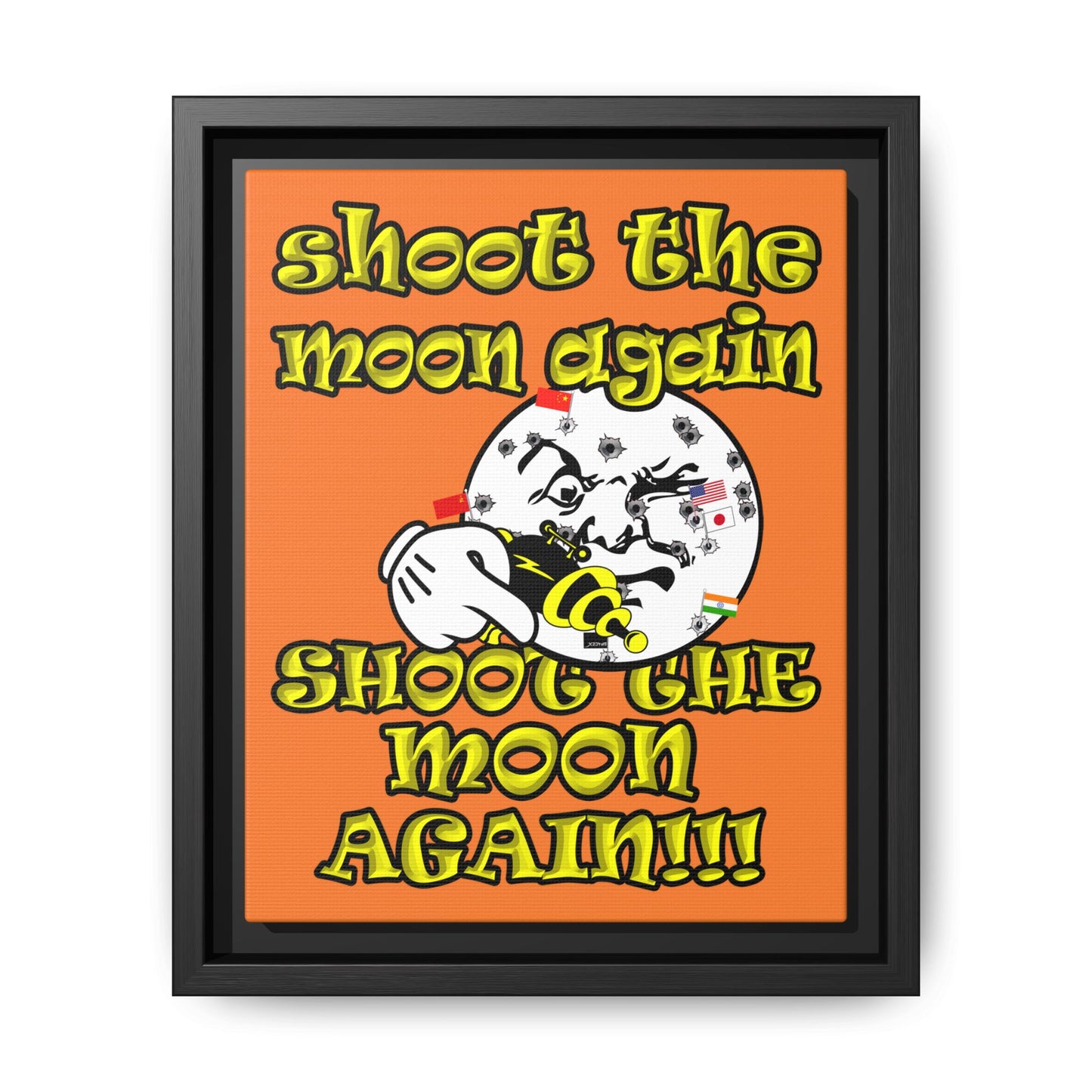 shoot the moon again - framed canvas art (crusta)