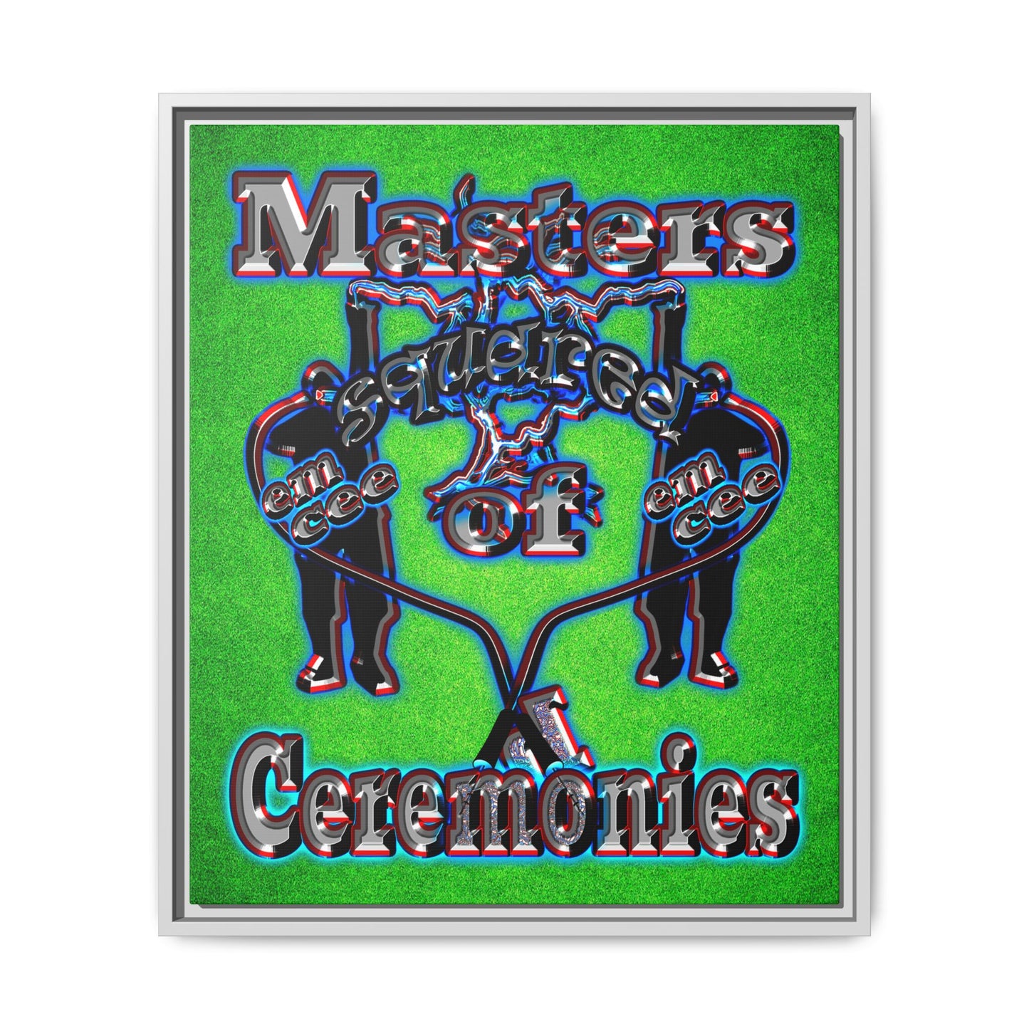 em cee squared - framed canvas art (green turf)