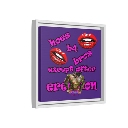 hoes b4 bros - framed canvas art (purple)