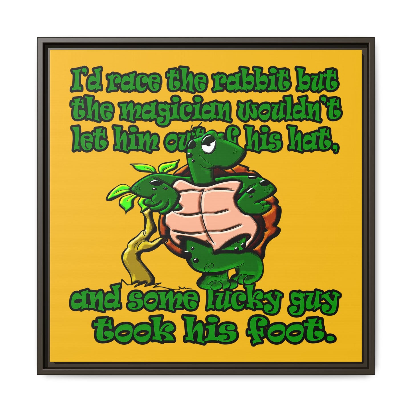 turtle race - framed canvas art (yellow)