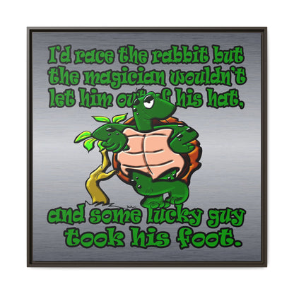 turtle race - framed canvas art (brushed nickel)