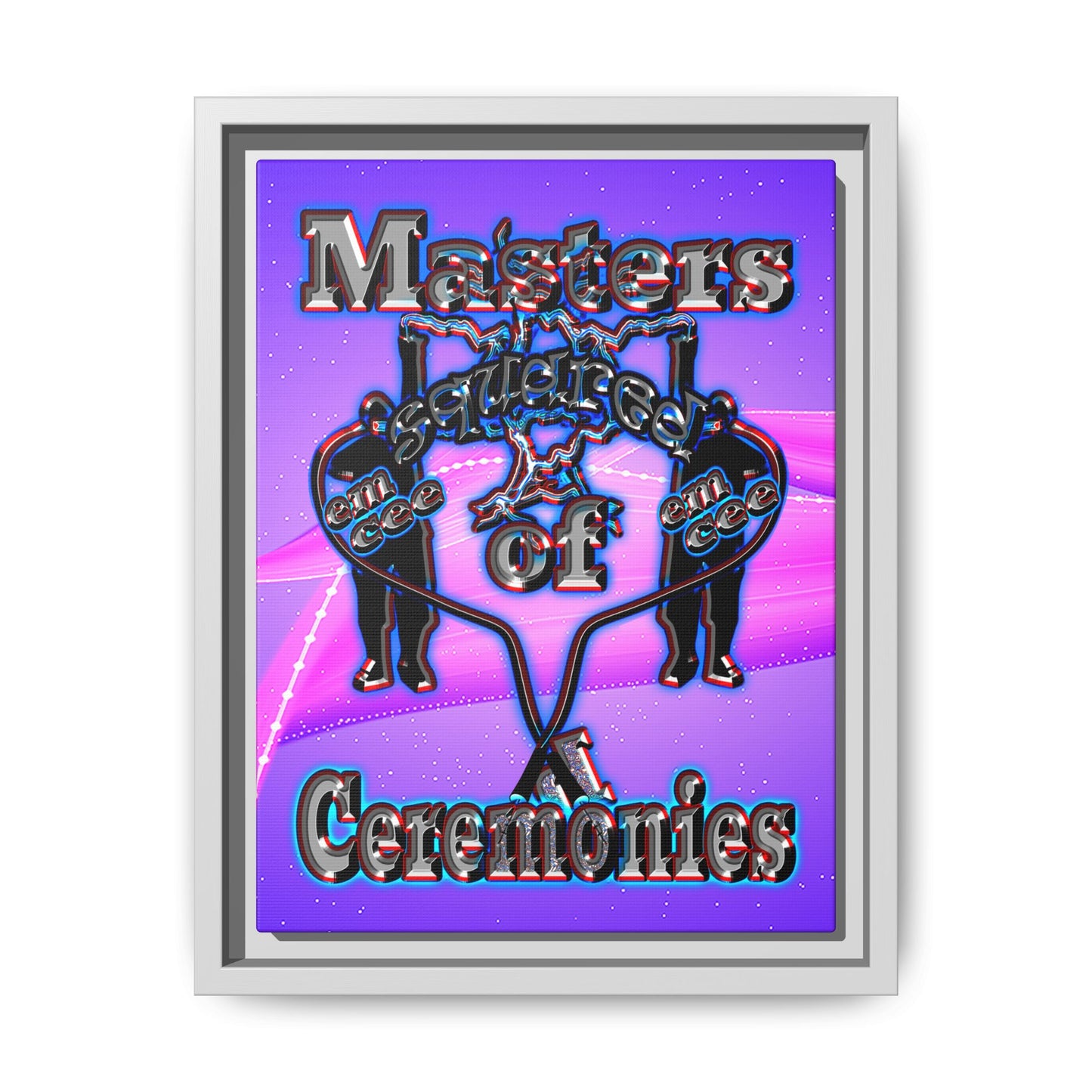 em cee squared - framed canvas art (purple-pink wave)