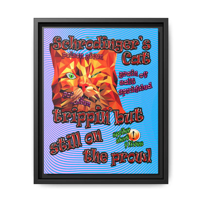 schrodinger's cat - framed canvas art (light blue-purple wave)