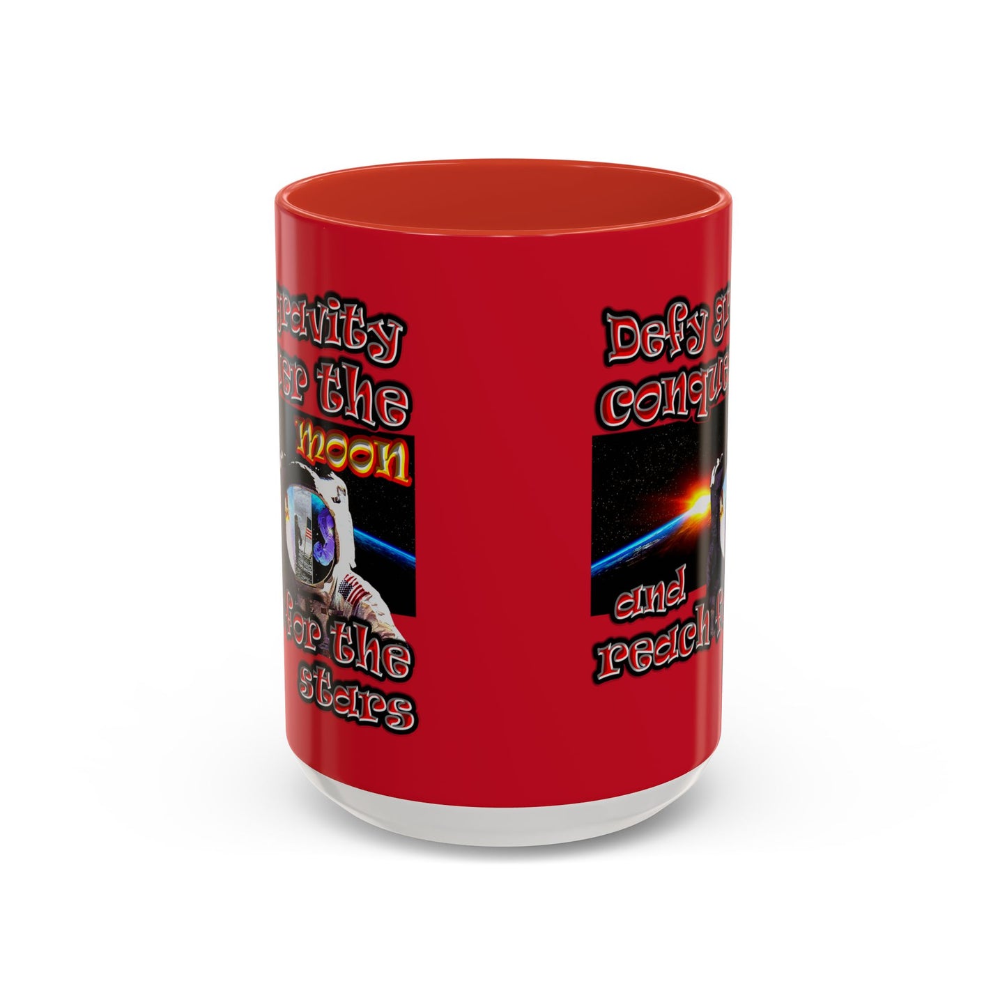 defy conquer reach - Accent Mug (dark red)
