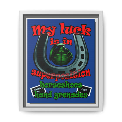 my luck - framed canvas art (dark blue)