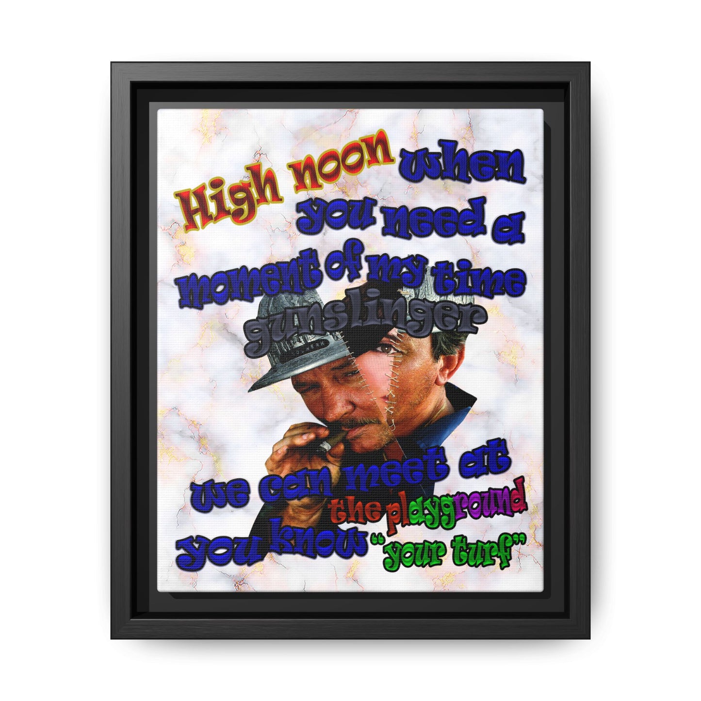 high noon - framed canvas art (white marble)