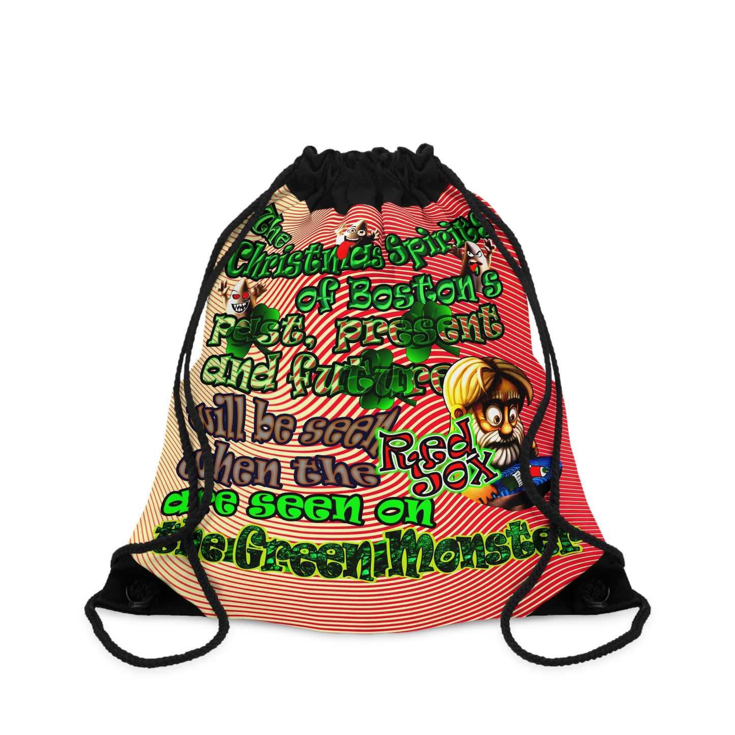 christmas spirits of boston - Drawstring Bag (yellow-orange wave)