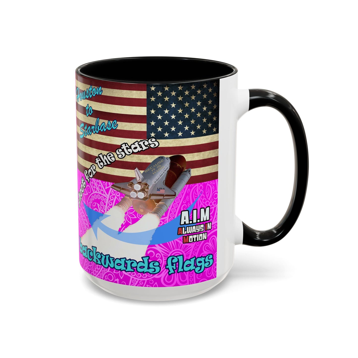 shoot for the stars - Accent Mug (pink swirl)