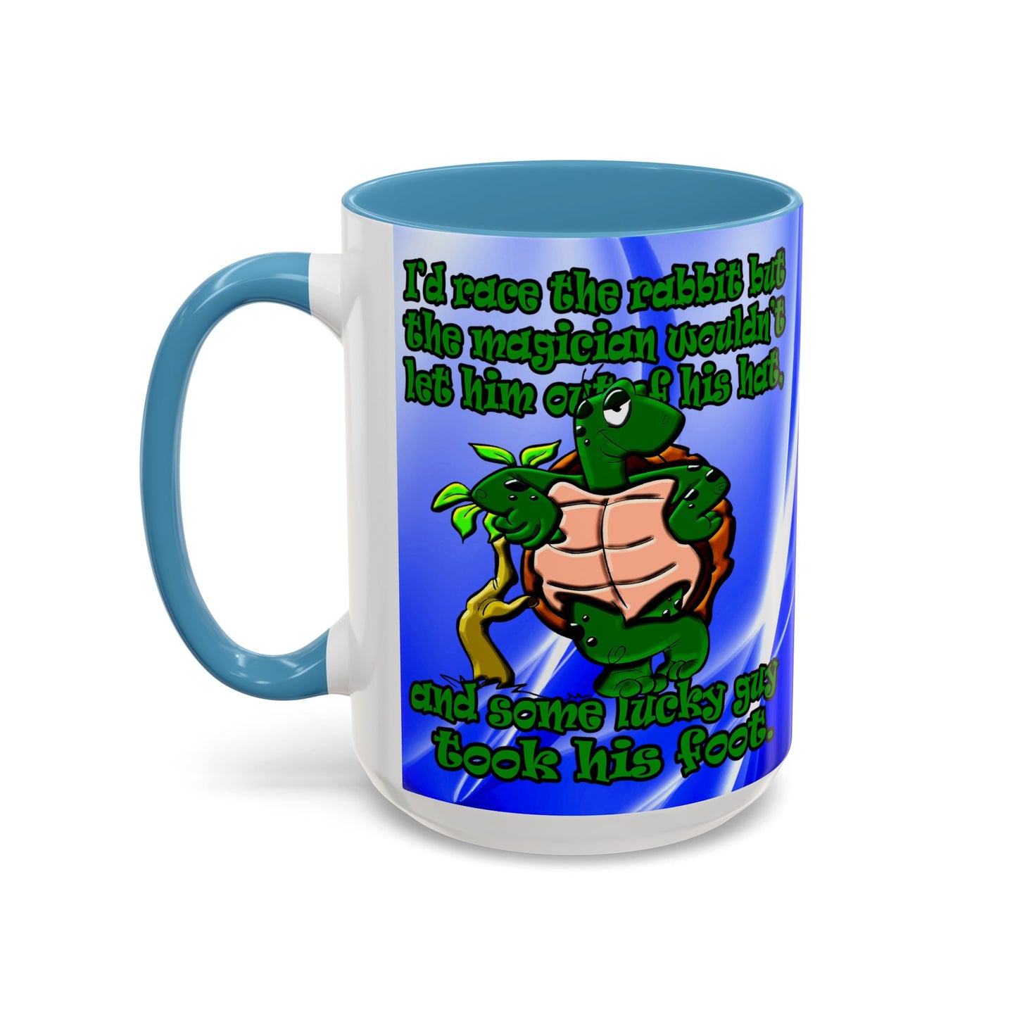 turtle race - Accent Mug (blue-white wave)