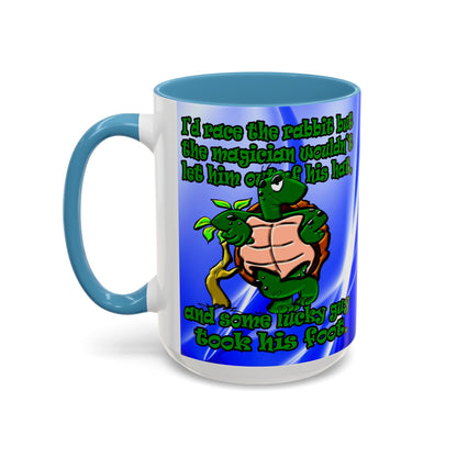 turtle race - Accent Mug (blue-white wave)