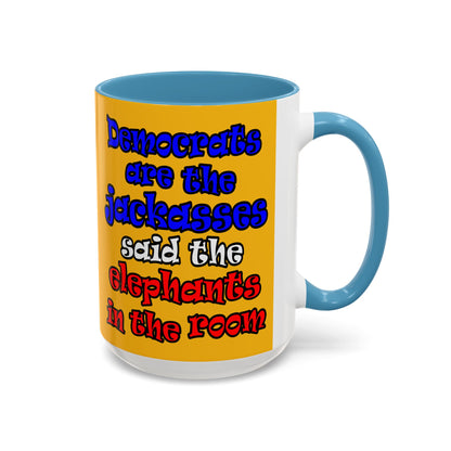 donkeys and elephants - Accent Mug (yellow)