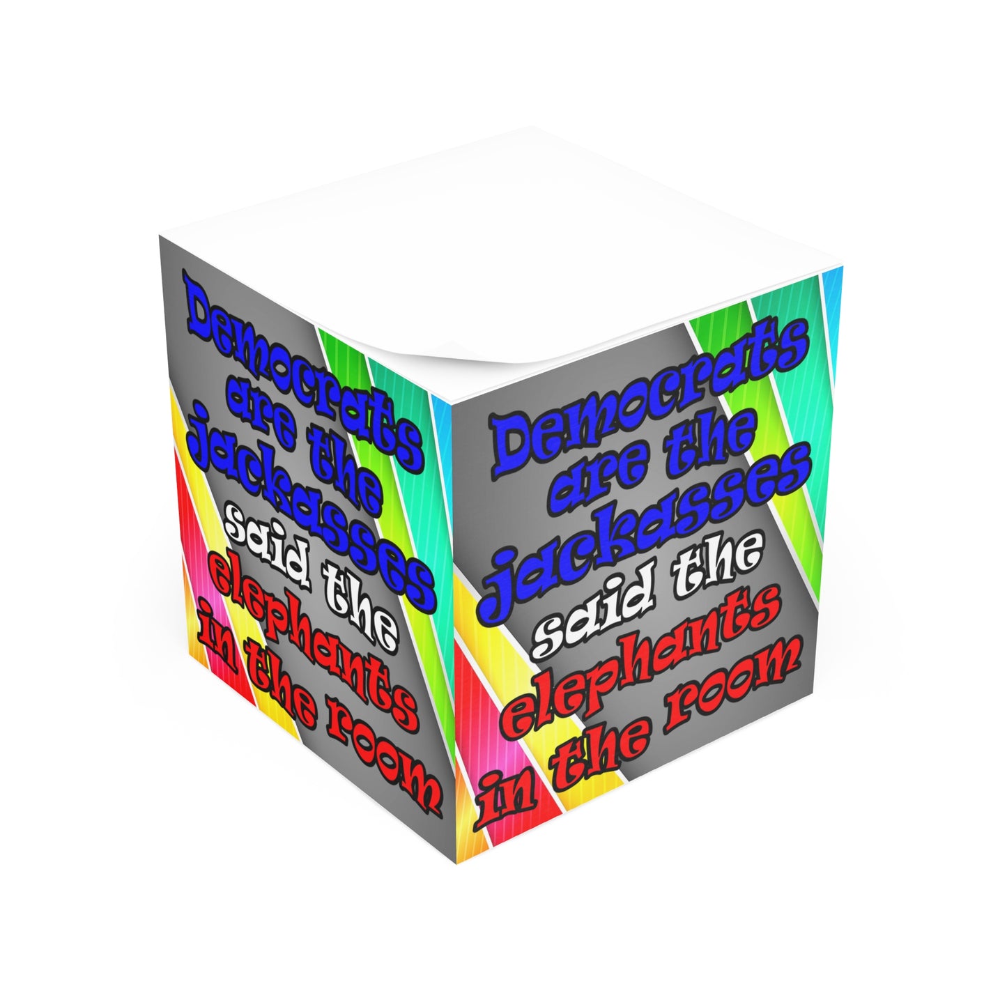 donkeys and elephants - note cube (rainbow split)