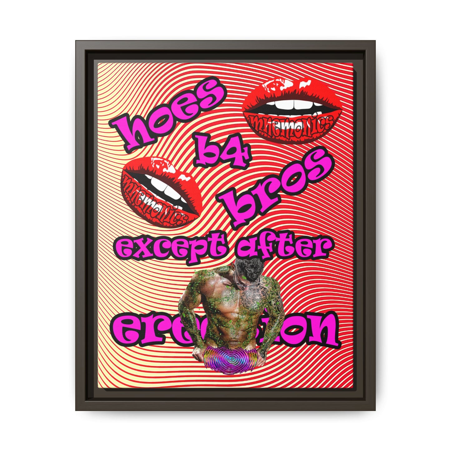 hoes b4 bros - framed canvas art (yellow-orange wave)