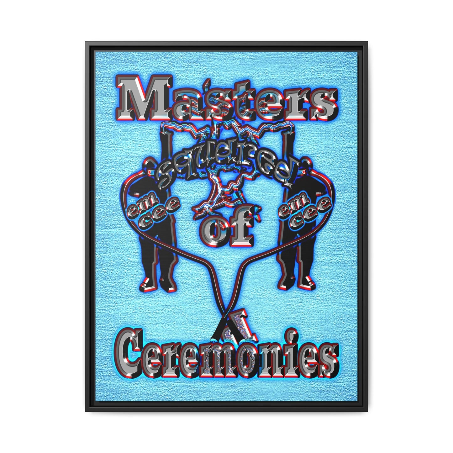 em cee squared - framed canvas art (faded blue)