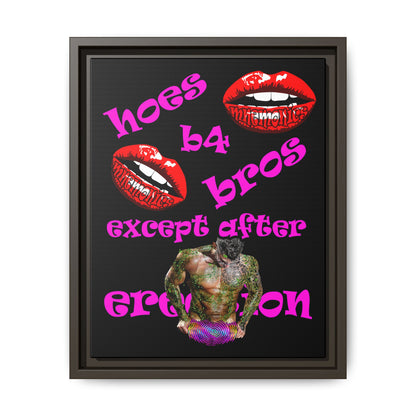 hoes b4 bros - framed canvas art (black)
