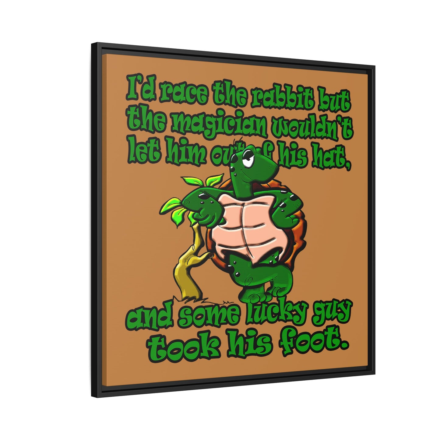 turtle race - framed canvas art (light brown)