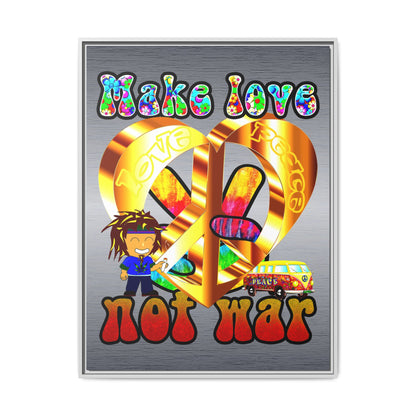 love peace - framed canvas art (brushed nickel)