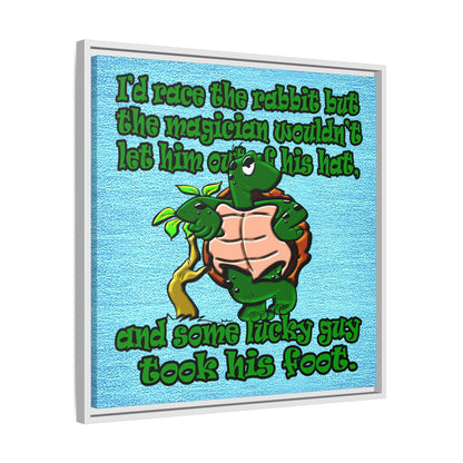 turtle race - framed canvas art (faded blue)