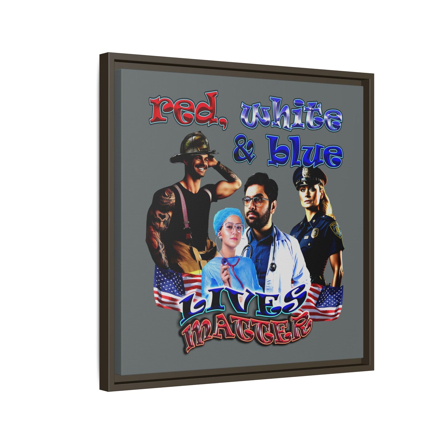 rw&b lives matter - framed canvas art (dark grey)