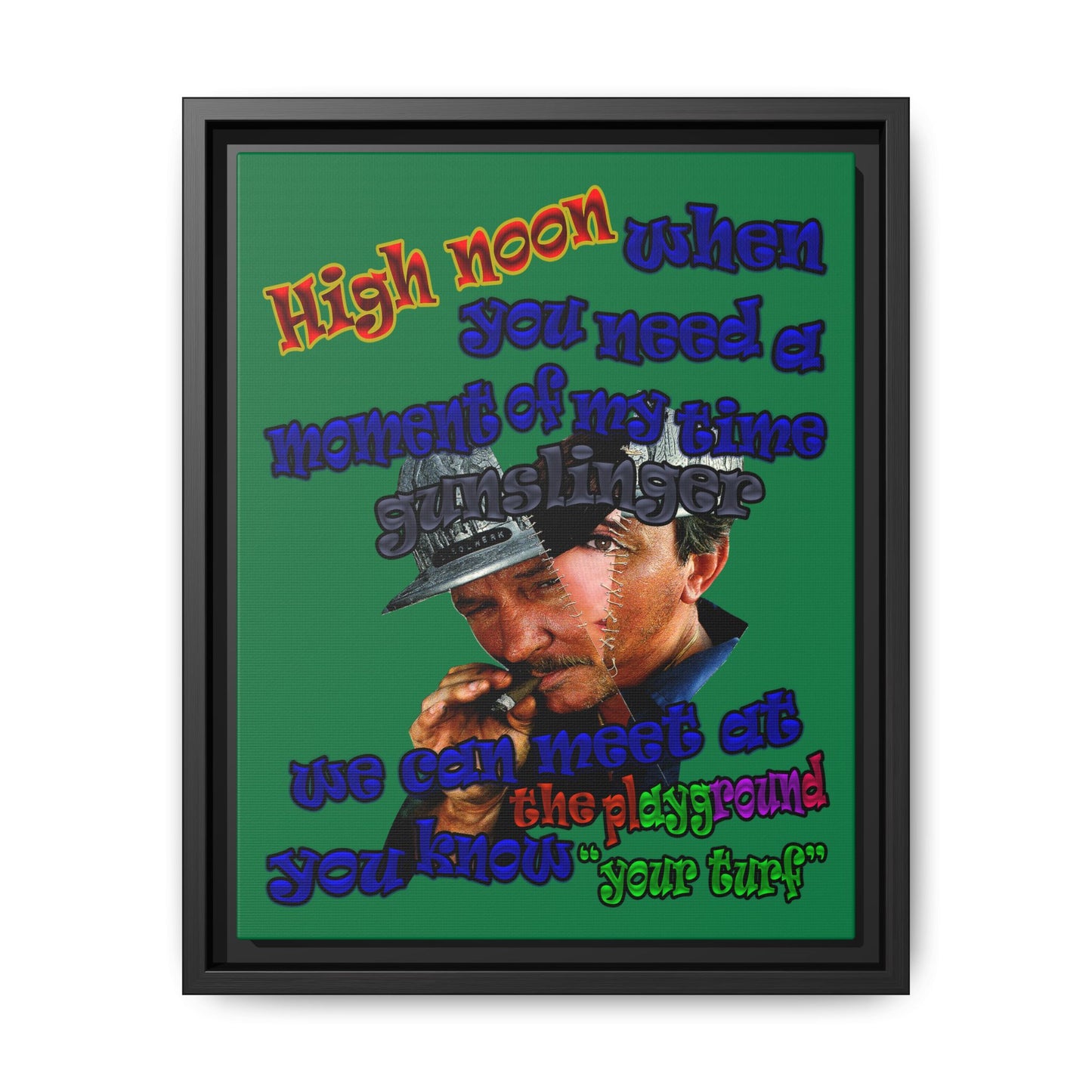 high noon - framed canvas art (dark green)