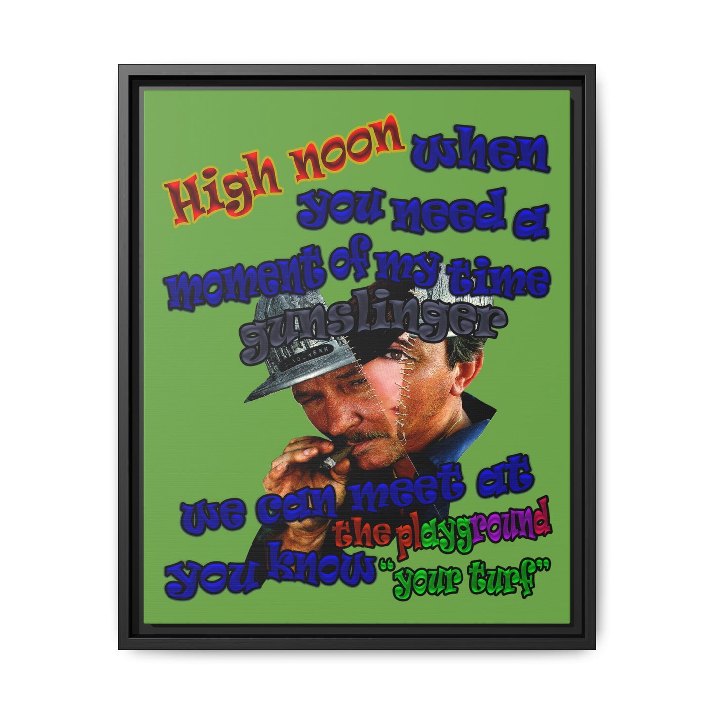 high noon - framed canvas art (green)