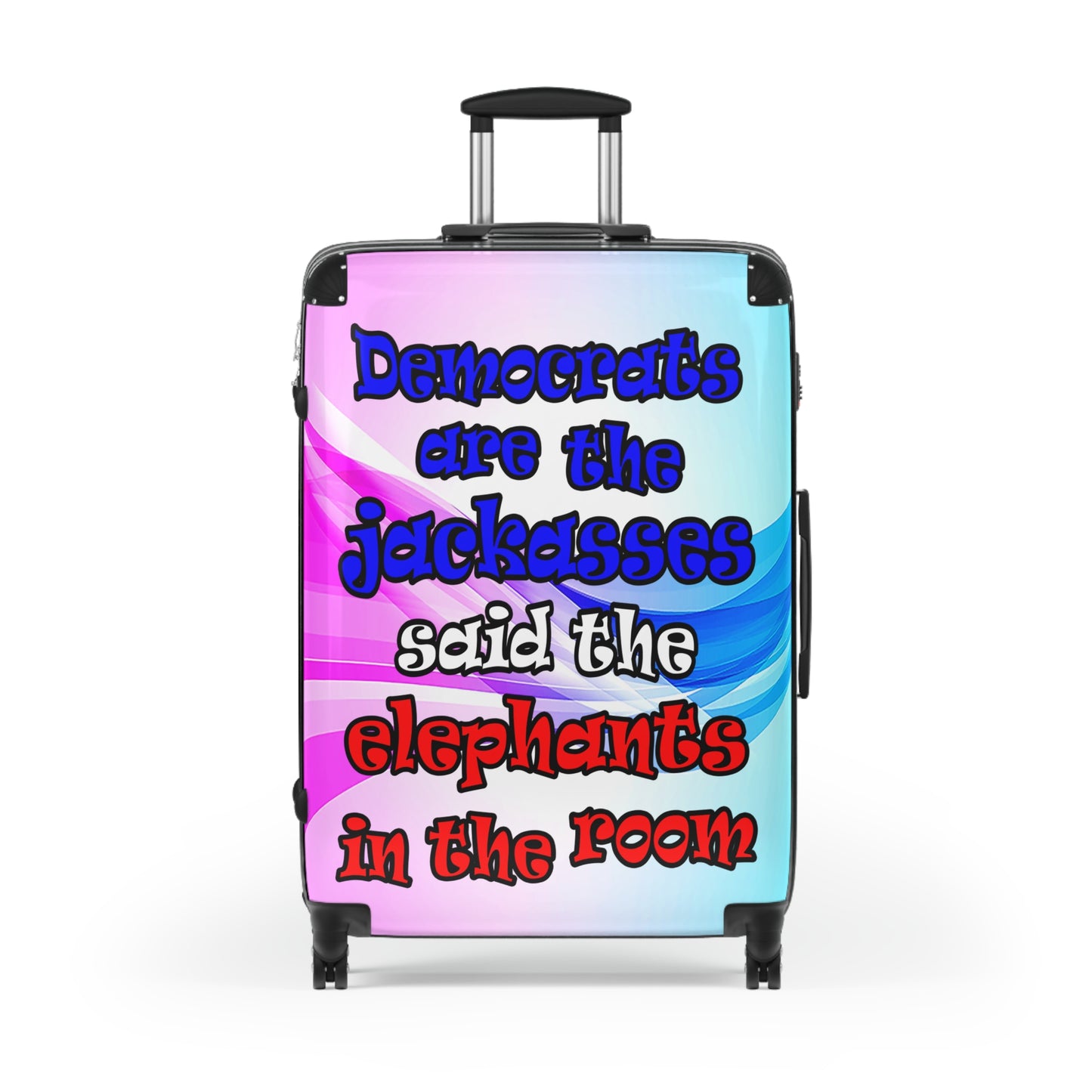 donkeys and elephants - Suitcase (light blue-pink wave)