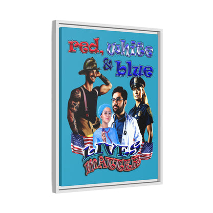 rw&b lives matter - framed canvas art (turquoise)